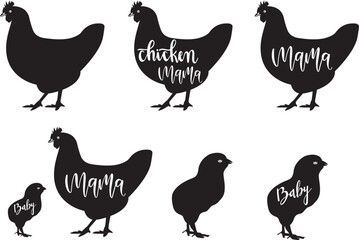 Chicken mama and baby, Mama hen, baby chicks, chicken, farm design