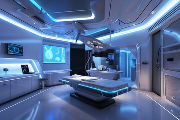 High tech futuristic surgical procedure room - obrazy, fototapety, plakaty