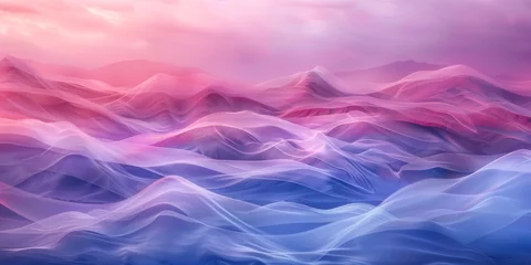 Papier Peint photo Rose  Abstract digital forming silk cloud landscapes forming over a velvet desert creating a surreal dreamlike vista pastel spectrum