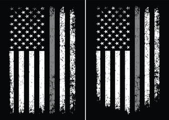 American Distressed Flag With Thin Gray Line Vector template. Symbol of Correctional Officers in correctional institutions, prison guards, probation officers, parole officers, bailiffs, and jailers.