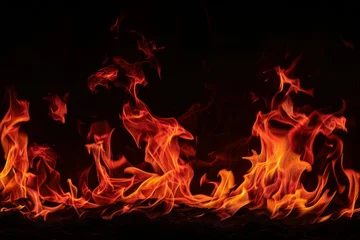 Fototapete Rund Fire flames on a black background, an abstract concept of passion and energy © wanna