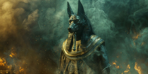 Beautiful ancient egypt elements golden figures with black background - obrazy, fototapety, plakaty
