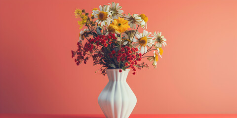 Pretty Wildflowers in a White Vintage Ceramic Vase