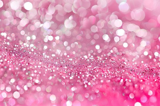 Pink glitter bokeh light abstract background. Festive Christmas, New Year and festival concept.