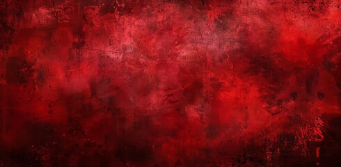 Fototapeta premium A painting featuring bold red and black colors in abstract patterns, creating a striking contrast