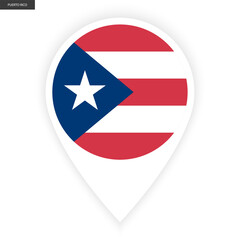 Puerto Rico marker flag icon isolated white background. Puerto Rico pin flag icon with white border on white background.