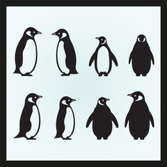 Obraz premium Penguin silhouette set Clipart on a hex color background