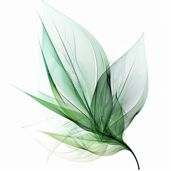 green leaf isolated on white, abstract magic green leaf on white background by generative AI.