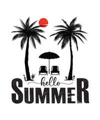 Hello summer t shirt design print template