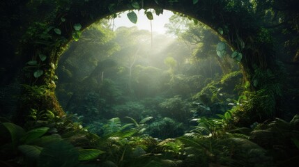 Tropical rainforest fantasy portal. Jungle background. - 757723760