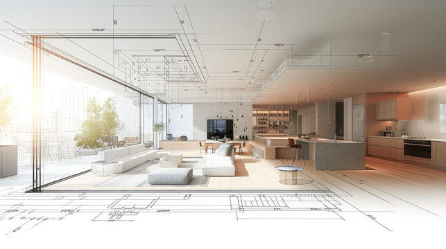 設計図と建築模型