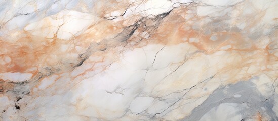 A detailed shot showcasing the intricate patterns of white and orange marble, resembling a fusion...