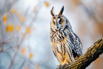 Long-eared owl Asio otus, World Wildlife Day, March, animal concept, generative ai