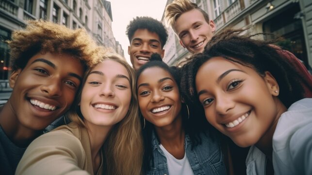 Group of young people are smiling for picture