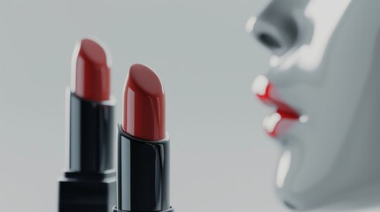 A close-up of a woman's face, mouth and lipstick. Commercial photography