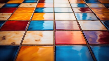 colorful tiles arranged on the floor
