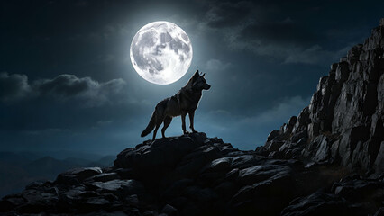 wolf howling at the moon