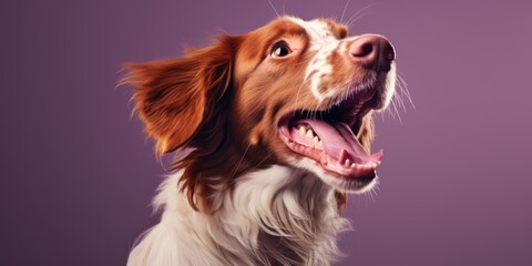 Fototapeta premium Dog with pink tongue is smiling