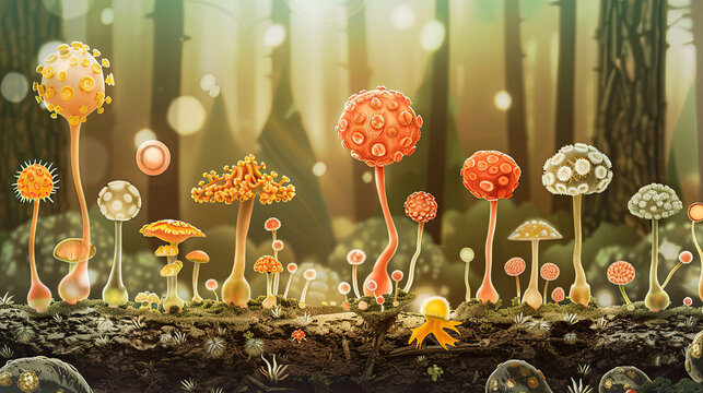  Enchanted Forest Cycle: Slime Mold's Journey from Spore to Splendor