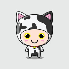 Cute Cat Character White Balck