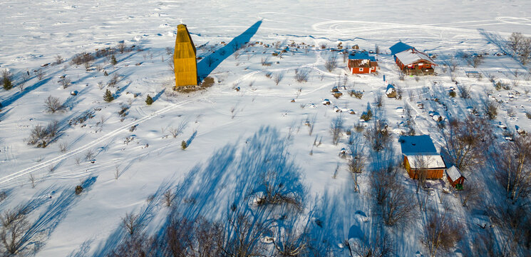 Tasku island in Raahe during winter time. The beacon tower was built in 1853.