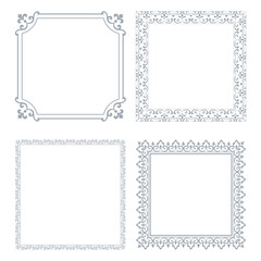 Set of decorative frames Elegant vector element for design in Eastern style, place for text. Floral gray and white borders. Lace illustration for invitations and greeting cards