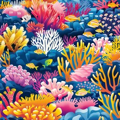 Fototapeta na wymiar Coral Reefs: The vibrant life and colors of coral reef ecosystems. Seamless Pattern, Fabric Pattern, Tumbler Wrap, Mug Wrap.
