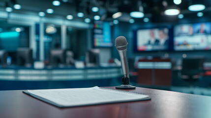 Broadcasting microphone ready for a new person.