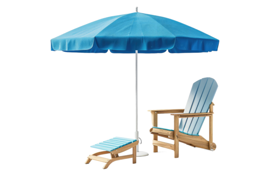 Seaside essentials: umbrella and chair combo isolated on transparent Background