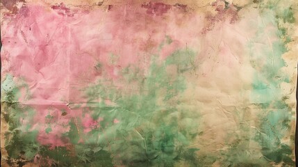 Textured Weathered Old Pink and Green Parchment Background