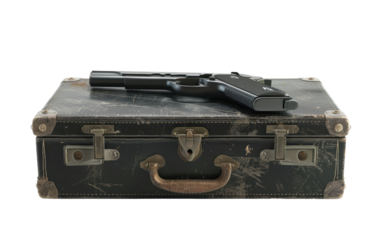 Gun-Black Suitcase isolated on transparent Background