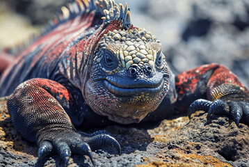 Marine Iguana Amblyrhynchus Cristatus World Wildlife Day, March, animal concept, generative ai