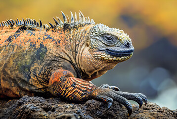 Fototapeta premium Marine Iguana Amblyrhynchus Cristatus World Wildlife Day, March, animal concept, generative ai