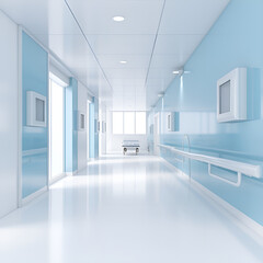 Indoor health modern medicine interior clinical door hospital empty hall corridor clean room
A hospital background with a spacious, well-lit hallway and chairs for patients, reflecting a serene health