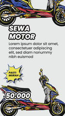 Motorcycle scooter illustration art for print and flyer