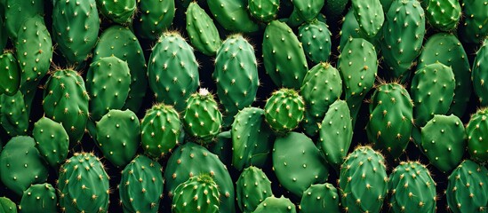 A collection of terrestrial plant organisms, including green cacti, are stacked on top of each...
