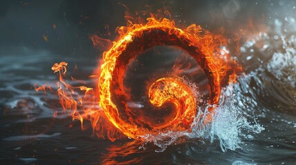 Yin Yang Concept - Water and Fire - obrazy, fototapety, plakaty