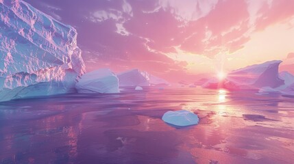 polar icebergs melt dry frozen lake Show the effects of climate change. - obrazy, fototapety, plakaty