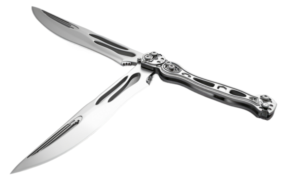 Knife with Wings: Butterfly Knife isolated on transparent Background