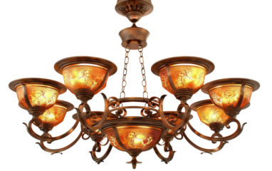 Vintage-style Chandelier isolated on transparent Background