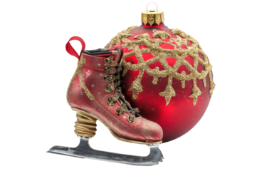 Skating Christmas Ball isolated on transparent Background