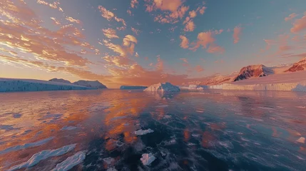 Gordijnen polar icebergs melt dry frozen lake Show the effects of climate change. © venusvi