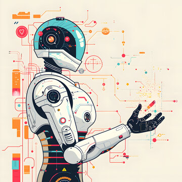 Introduction to AI Visualization": A visually rich collage showcasing the evolution of technology, starting from early computing machines like the ENIAC to modern AI systems.