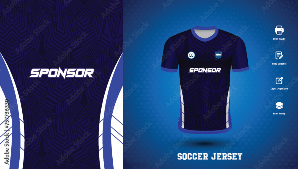 Poster vector soccer jersey design for sublimation or sports tshirt design for cricket football