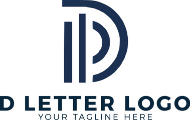 Flat design D letter logo template. AI generative. - obrazy, fototapety, plakaty