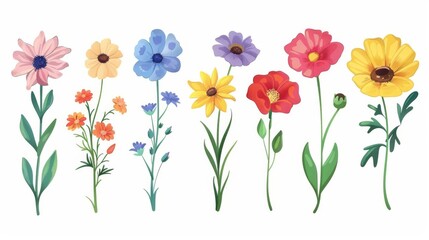 Obraz na płótnie Canvas Floral modern set