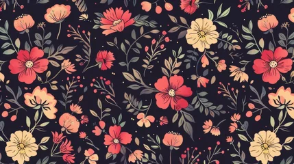 Möbelaufkleber Vintage background with seamless floral pattern © Mark