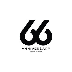 66, 66 Years Anniversary Logo, Vector Template Design element for birthday, invitation, wedding, jubilee and greeting card illustration.
 - obrazy, fototapety, plakaty