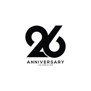 26, 26th Years Anniversary Logo, Vector Template Design element for birthday, invitation, wedding, jubilee and greeting card illustration.