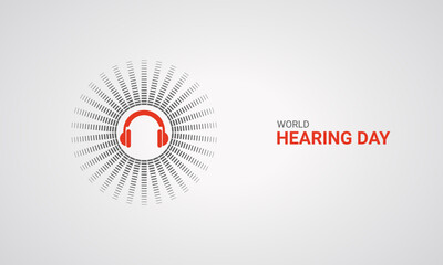 World Hearing day, music wave, hearing day design for social media banner, poster 3D Illustration.